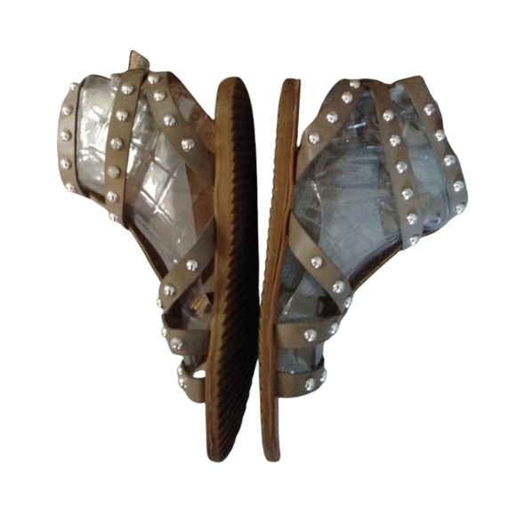 Sam Edelman Circus Eavan Studded Leather Gladiator Sandals in Green/Taupe Sz 6 - Picture 8 of 11
